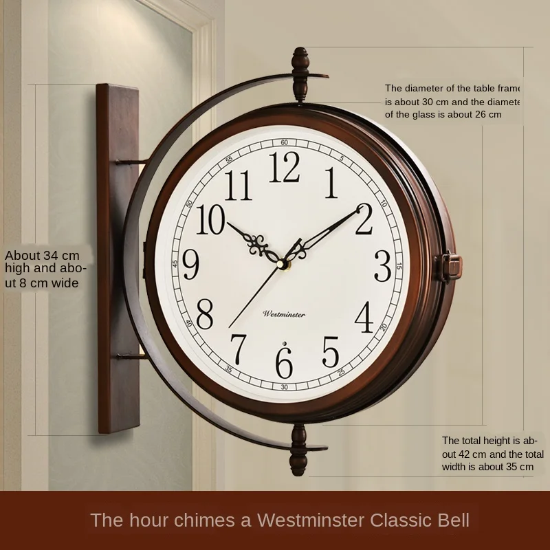 Настенные часы в скандинавском стиле двухсторонние металлические большие