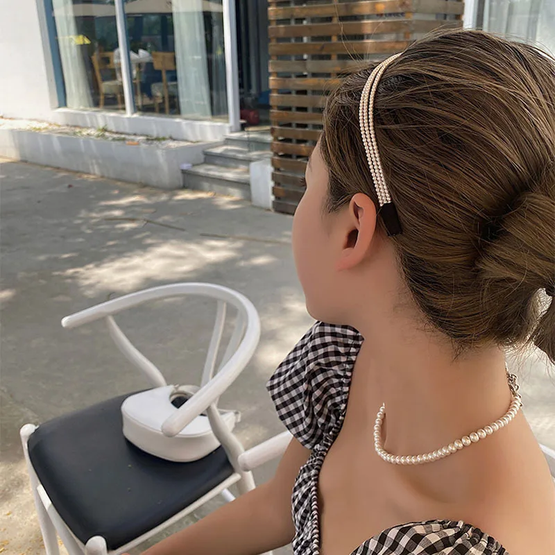 

New Women Elegant Full Pearls Simple Hairbands Wash Face Makeup Three-layer Pearls Hair Hoop Lady Fashion Hair Accessories Hot