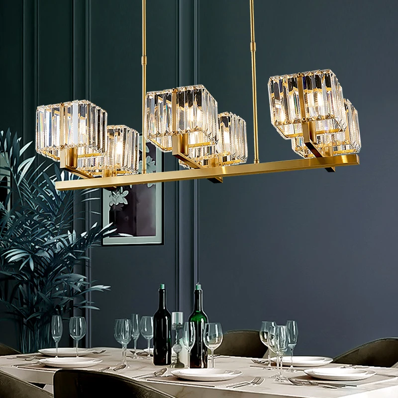 Современная роскошная прямоугольная люстра освещение для столовой светодиодная