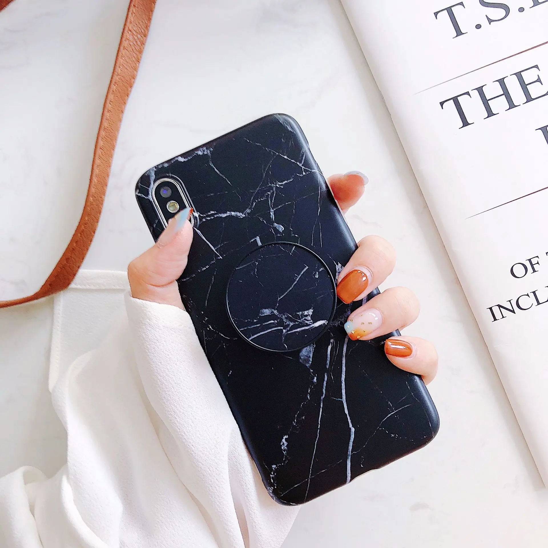 Only Holder Black 3D мультфильм круглый держатель мобильного телефона анти-капля палец кольцо стенд кронштейн для iPhone X XS XR 8 7 6s samsung все телефоны - Цвет: Only Holder Black