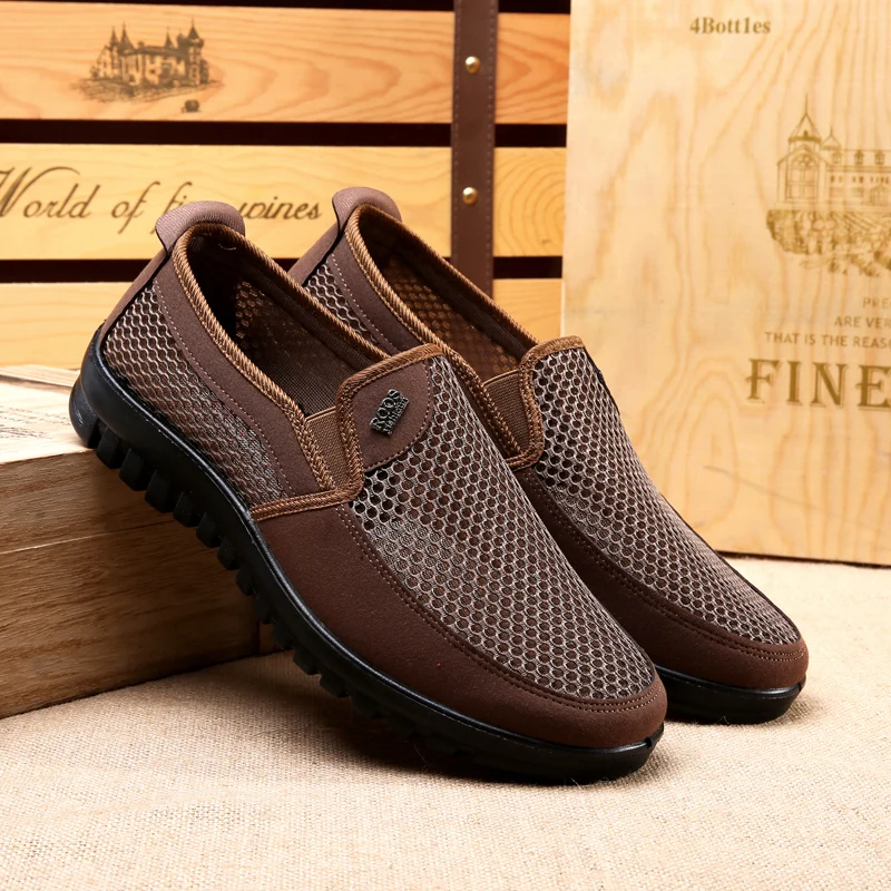 Новая мужская повседневная обувь Mazefeng без шнуровки летняя стильная сетчатая на