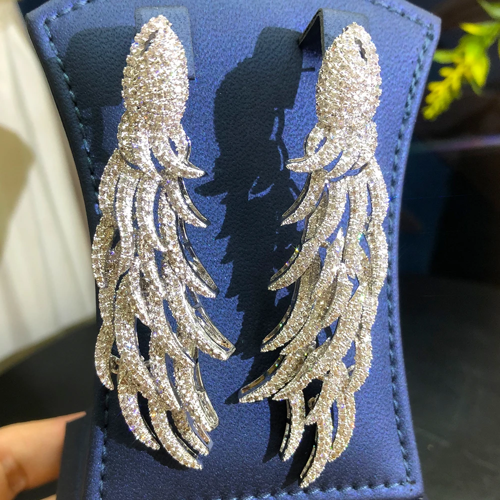 

KellyBola Dubai Noble Gorgeous Geometry Wheat Ear Zircon Pendant Earrings Women's Luxury Wedding Banquet Anniversary Jewelry
