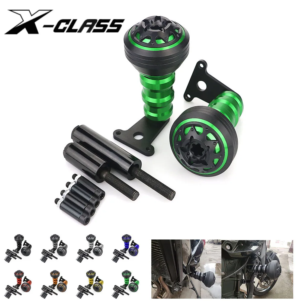 

For Kawasaki Ninja 400 2017 2018 2019 Motorcycle Front Frame Sliders Cover Engine Fairing Crash Bar Protector CNC Aluminum Green