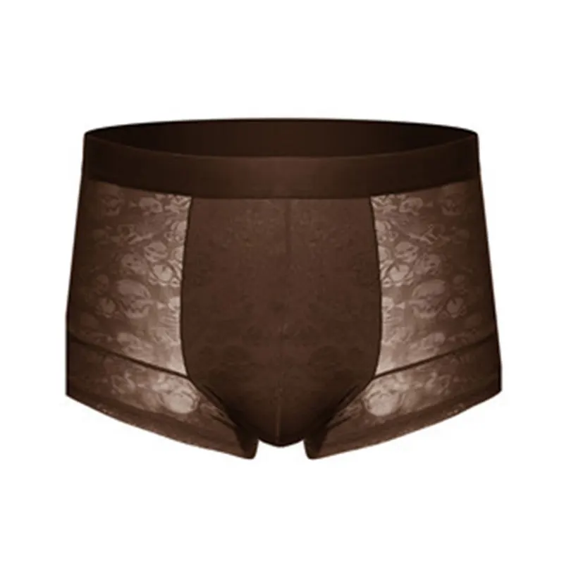 See-through Male Underwear Ice Silk Mesh Underpants Sexy Floral Boxershorts Summer Shorts Men's Boxer Men Panties 2020 New | Мужская