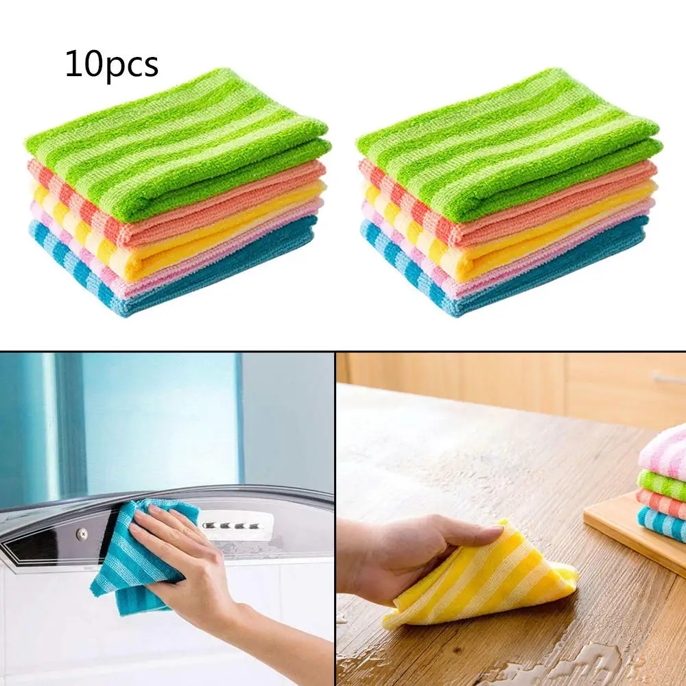 

10PCS Microfiber Dishcloth Square Multifunction Car Dish Washing Cleaning Towel Cloth Kitchen Household Accessories