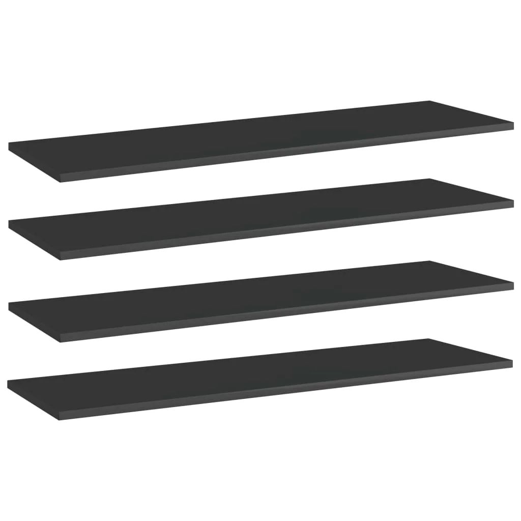 

Bookshelf Boards 4 pcs High Gloss Black 39.4"x11.8"x0.6" Chipboard