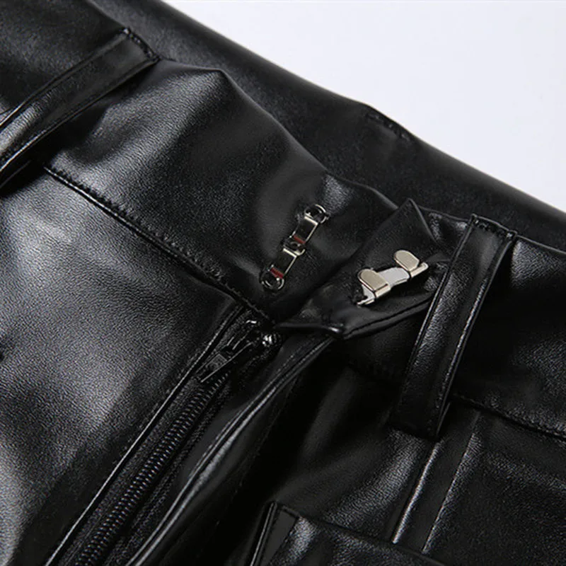 

Pu Leather Womne Clothes Streetwear Pants Autumn Winter Warm High Waist Long Trousers Women Fashion Bottoms Sexy Loose Clothing