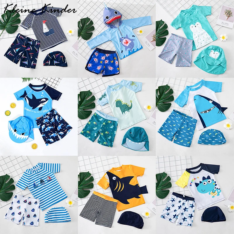 

Swimwear Kids Baby Boy Swimsuit UPF50+ Toddler Swimming Suit UV Beach Suit for Children Shark Dinosaur 3 Pieces Rash Guard Set