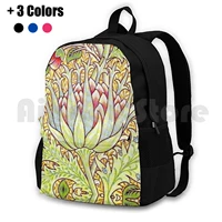 william morris artichoke outdoor hiking backpack waterproof camping travel william morris vintage pattern floral morris art