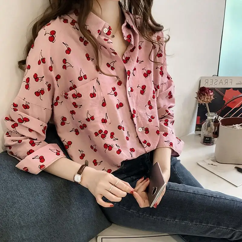 DIMI New Shirt The Top of Spring Clothing Is Very Elegant The Long Sleeve Women's Loose Hong Printed Shirt