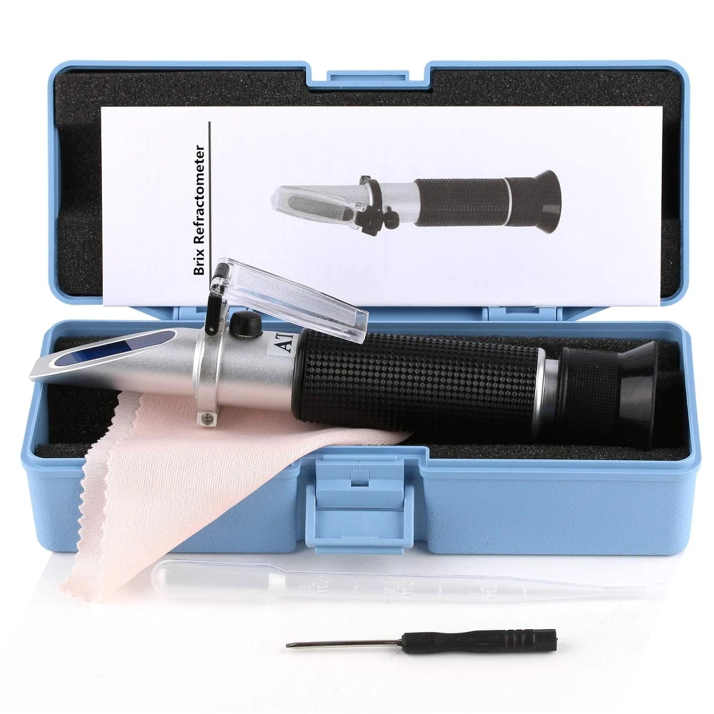 

Handheld Wine Refractometer Alcoholometer Alcohol Sugar Grape Wine 0~25% Alcohol 0~40% Brix Tester Meter ATC Wine Refractometer