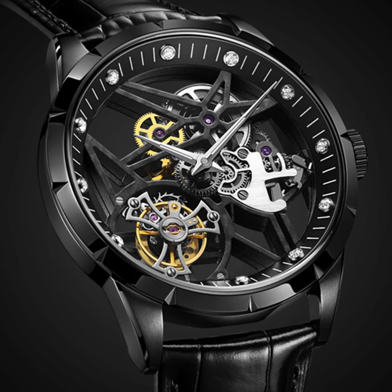 GIV Мужские часы Роскошные скелетоны для мужчин tourbillon механические сапфировое