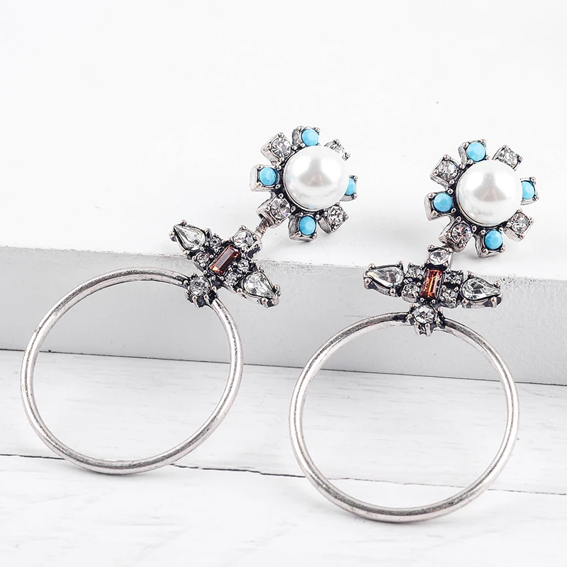 Массивные серьги из смолы акриловый жемчуг синий кристалл Винтажные для женщин