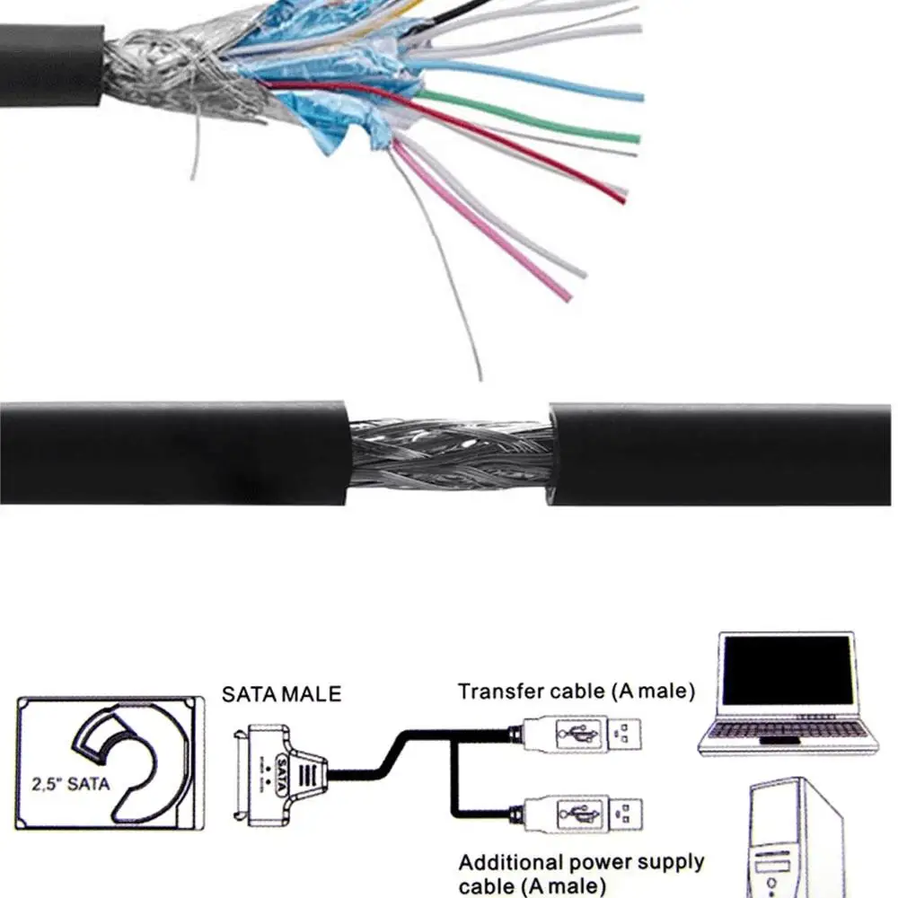 Высокоскоростной USB 2 0 на SATA 7 + 15 Pin 22 Кабель-адаптер для 5 HDD SSD кабель жесткого