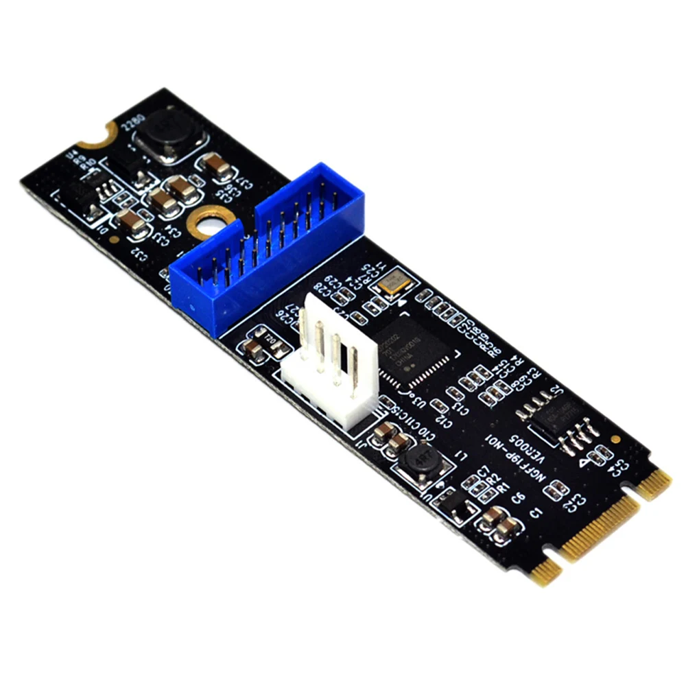 

M.2 NGFF NVME to USB 3.0 Expansion 19Pin 2 Port USB3.0 Expansion Card Transfer Adapter 4PIN Power Supply for Windows XP/2003