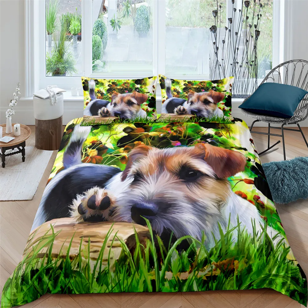 

Animals Comforter Cover 3D Cute Dog Bedding Set Printed Duvet Cover For Girls Boys Soft Queen King Size Adult Bedclothes