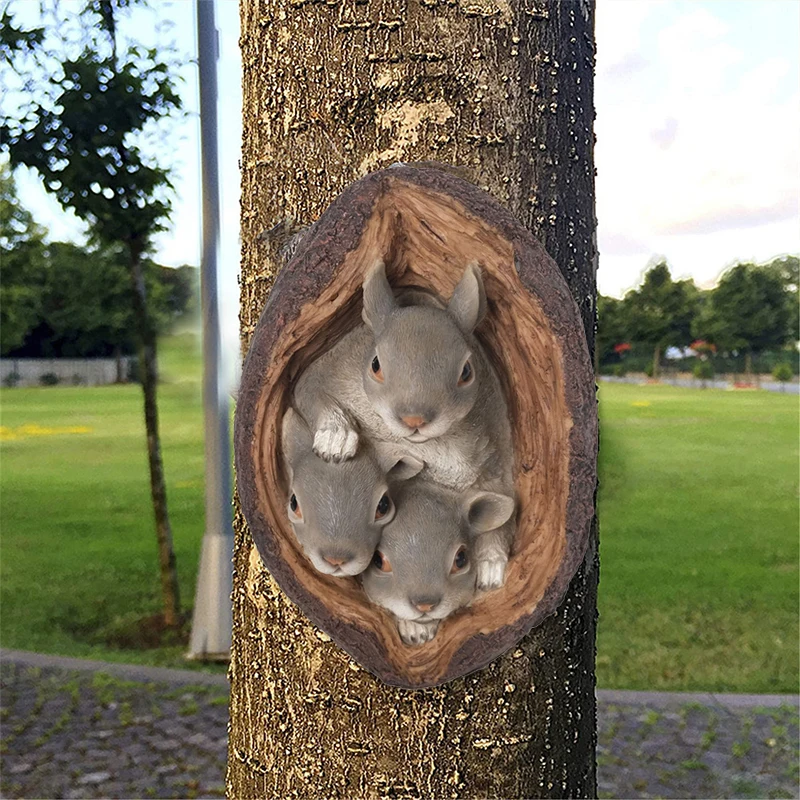 

Simulation Animal Statue Ornament Resin Squirrel Garden Peeker Hanging Tree Art Decor for Ourdoor Wall 15*7*8cm REME889