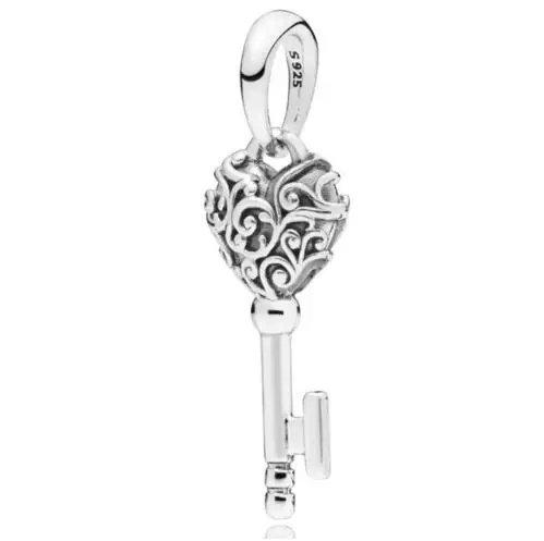

Подвеска из натурального серебра 925 пробы с бусинами, винтажная кружевная подвеска в виде любовного сердца, Регал-ключа, подходит для модног...