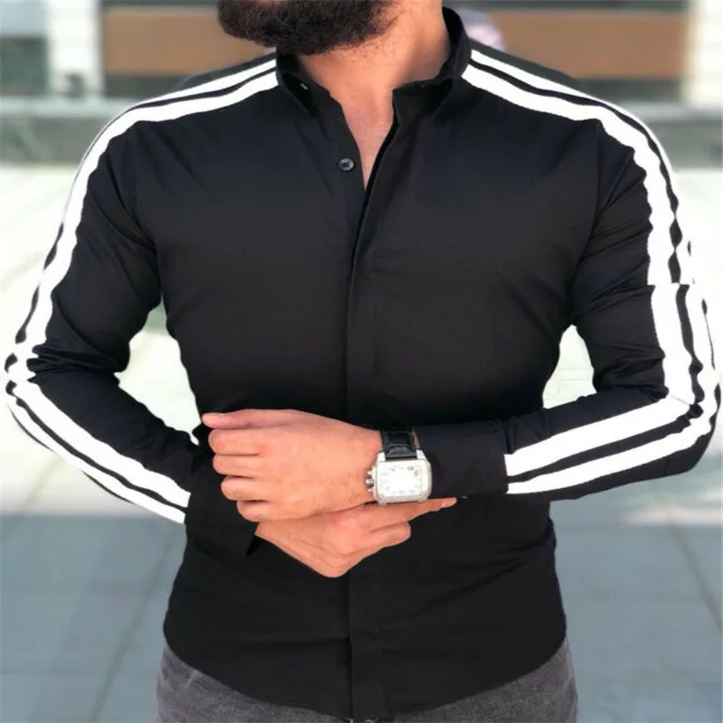 Модные мужские рубашки в Корейском стиле с длинными рукавами на пуговицах