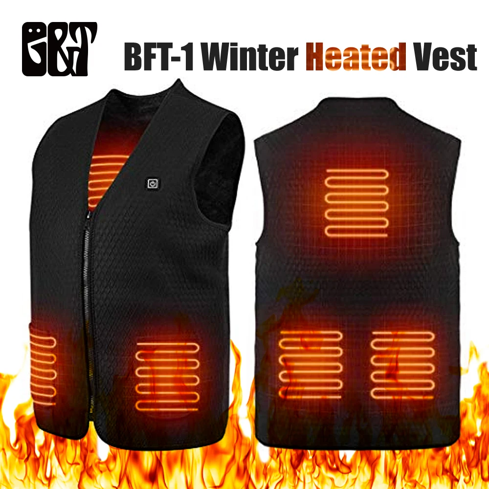Моющийся USB нагревательный жилет 5 нагревательных панелей 3 температуры