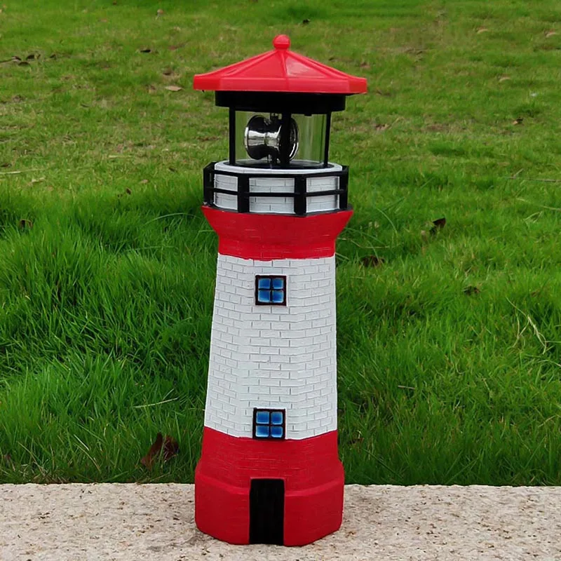 

Solar Power LED Lighthouse Light With Rotating Light Beam 28CM Home Garden Decoration Fence Lawn Lamp Fairy Light