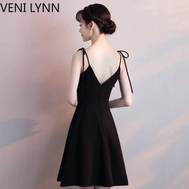 VENI LYNN Sexy Black Mini Dress Women V Neck Sleeveless Summer Girls Dresses 2019 | Женская одежда