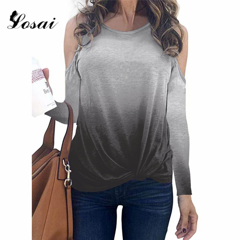 Женская Радужная футболка 2019 офисная рубашка с круглым вырезом и открытыми