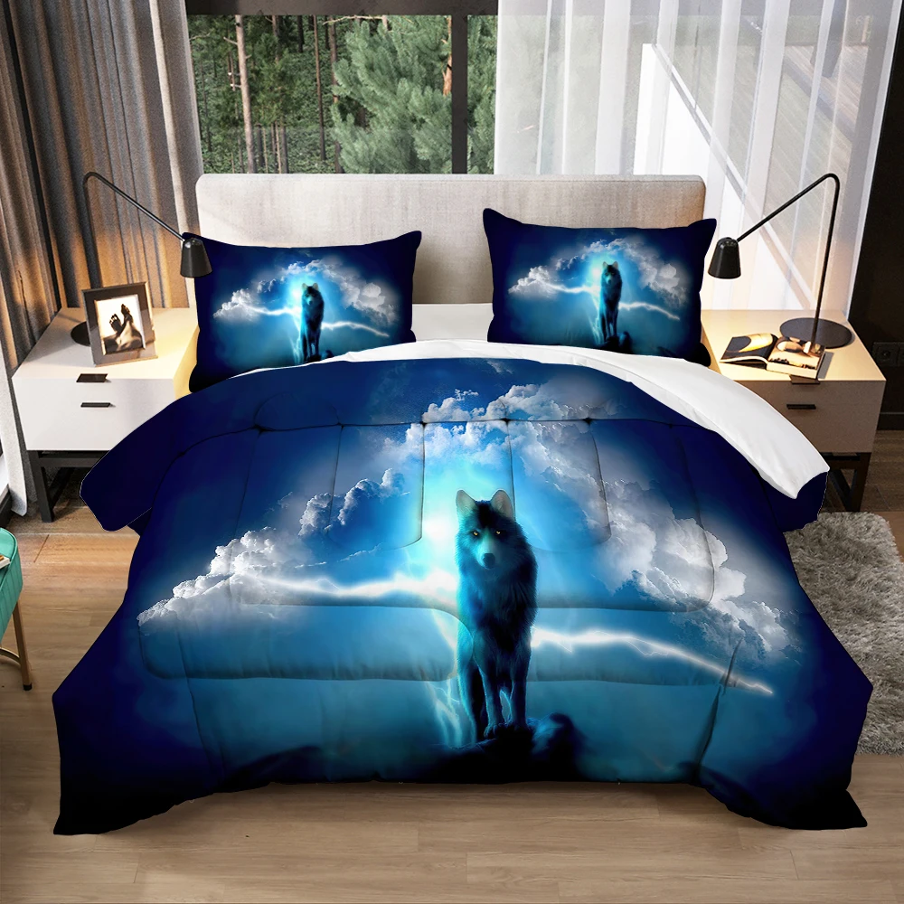 

3D Print Fashion Jungle Wild Animal Wolf Custom Modern Quilt Suitable For Boys Adult Super Soft Quilting Home Bedroom Decor