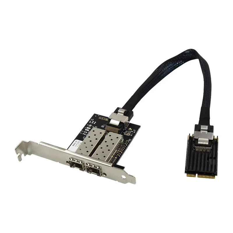 MINI Pci-E to Dual Port Gigabit Ethernet Network Card 1000M SFP Industrial Optical Fiber Server Card  I350 Chipset