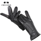 2021 зимние мужские перчатки, кожаные перчатки с оленем мужские, мягкие с теплой шерстяной подкладкой 70% черные кожаные перчатки мужские Швейные дизайнерские-8001N