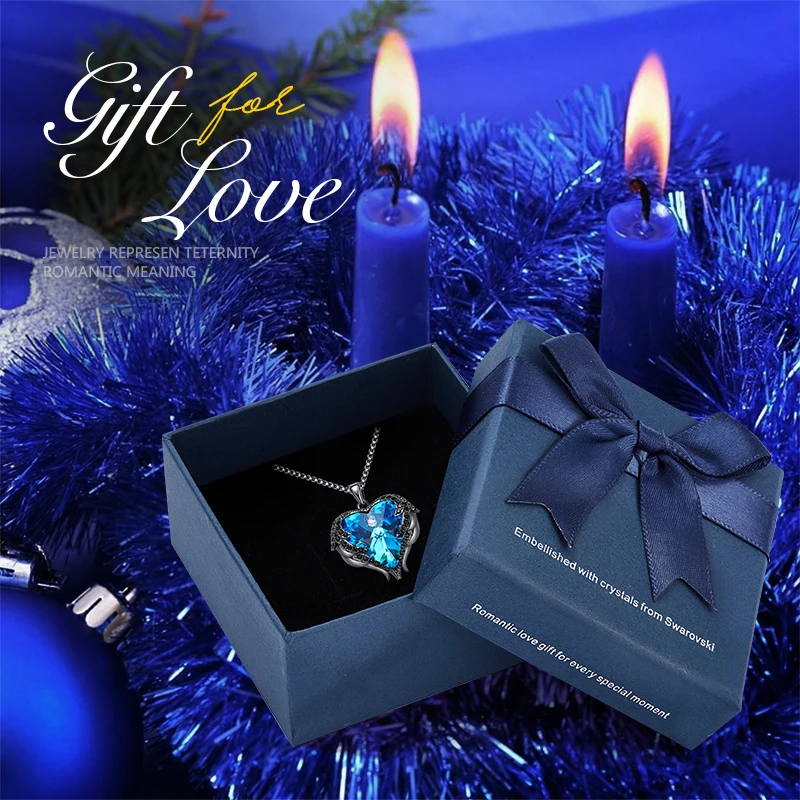 P0902I in box CDE женское серебряное ожерелье украшено кристаллами от Swarovski ожерелье крылья Ангела сердце кулон подарок на день Святого Валентина - Цвет камня: P0902I in box