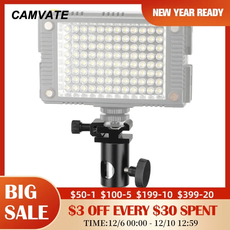 

CAMVATE 16mm Light Stand Head With Metal Hot Shoe Mount & 1/4"-20 Thread Screw For Monitor/Flash Light/Video Light Mounting New