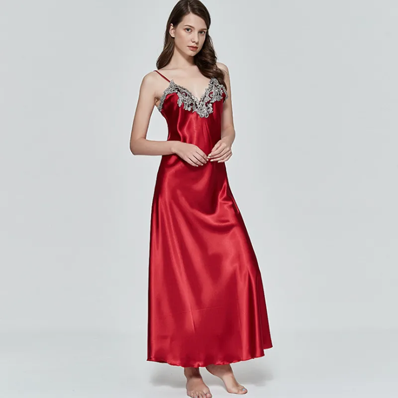 Hrigin Женская Длинная атласная ночная рубашка большого размера с V-образным