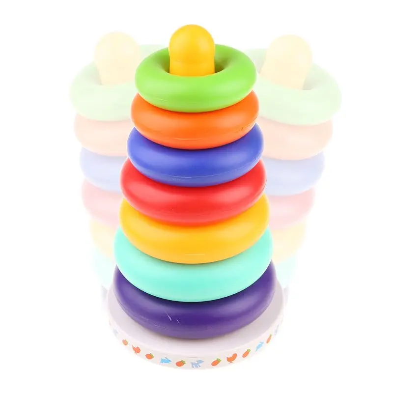 

Music Rainbow Tower Tumbler Layer Stacking Seven-Color Rings Children Stacking Rings Baby Stacked Toys L9CD
