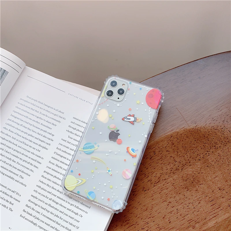 Мультяшный противоударный чехол для телефона с изображением звездного неба