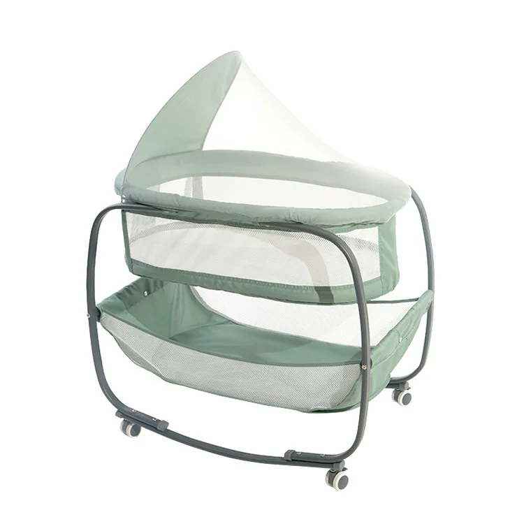 Детская кровать для новорожденных с москитной сеткой роликовая короткая детская
