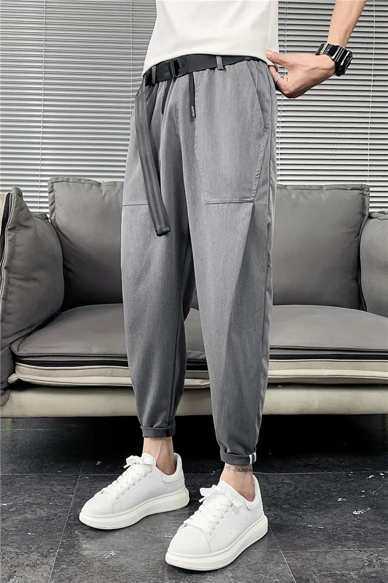 

Pants Men's Straight Leg Solid Color Drape Fabric Crease Resistant Trousers For Harlem Casual Loose Sport Leisure The Price Of