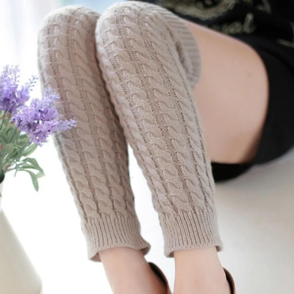 

Leg Warmers for Women Sprong Autumn New Warm Polainas Knitted Girl's Solid Casual Loose Crochet Long Socks Wholesale 10 Colors