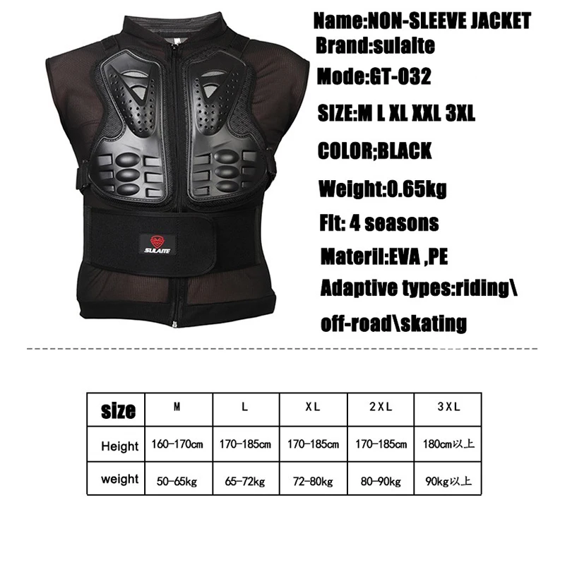 

Motorcycle moto jackets motorbike Armor Racing Chest Back protection Protective pads skiing skating gear guard riding jackets