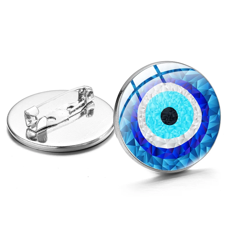 Винтажная брошь с изображением турецкого сглаза стеклянная круглая роскошная