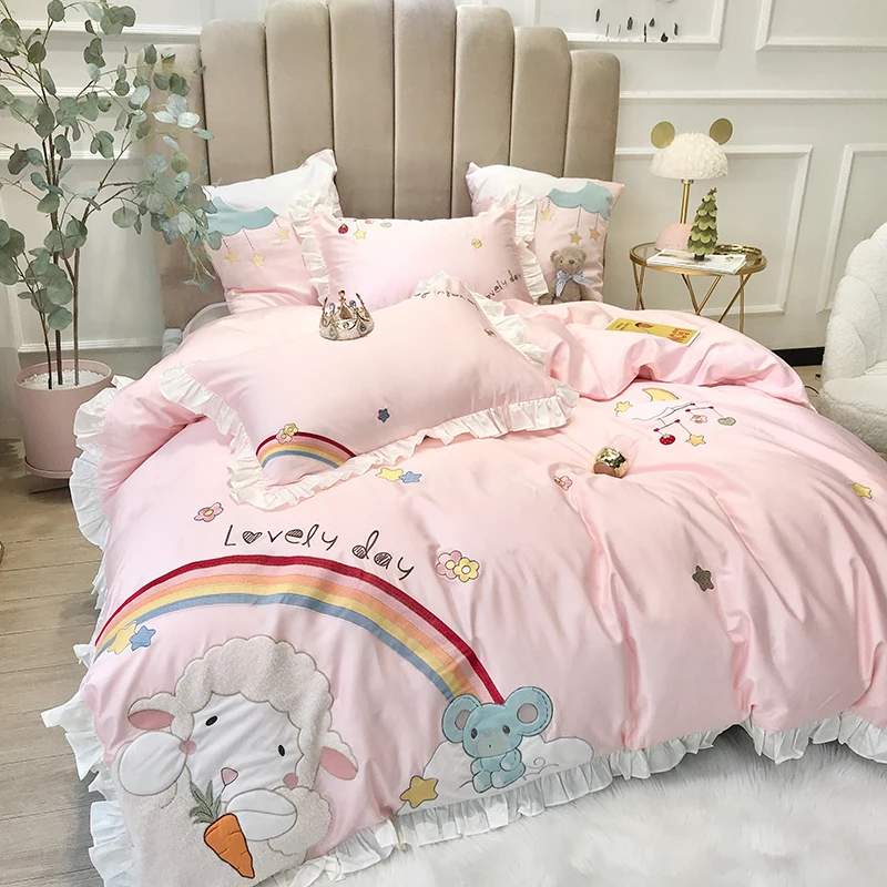 Роскошные комплекты постельного белья с вышивкой Комплект из египетского хлопка