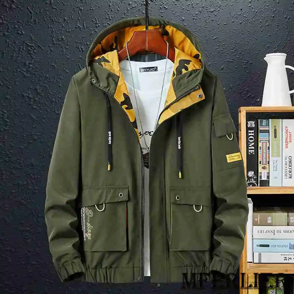 Мужская камуфляжная куртка-карго с капюшоном размеры до 9XL | одежда