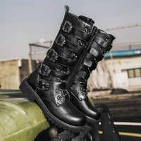classic black cowboy boots men high quality outdoor men motorcycle boots women high boots winter genuine leather punk boots men