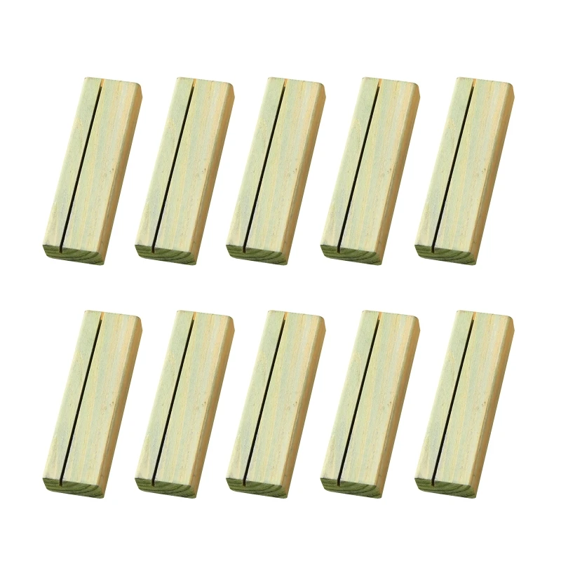 

R9JA 10Pack Rectangle Wood Table Number Stand Holders Memo Note Place Card Display Holder Suit for Office Home School Desktop