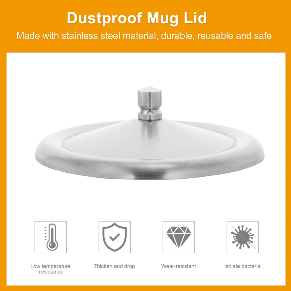 

5pcs Corrosion Resistant Cup Cover Stainless Steel Cup Lid Multi-purpose Mug Lid