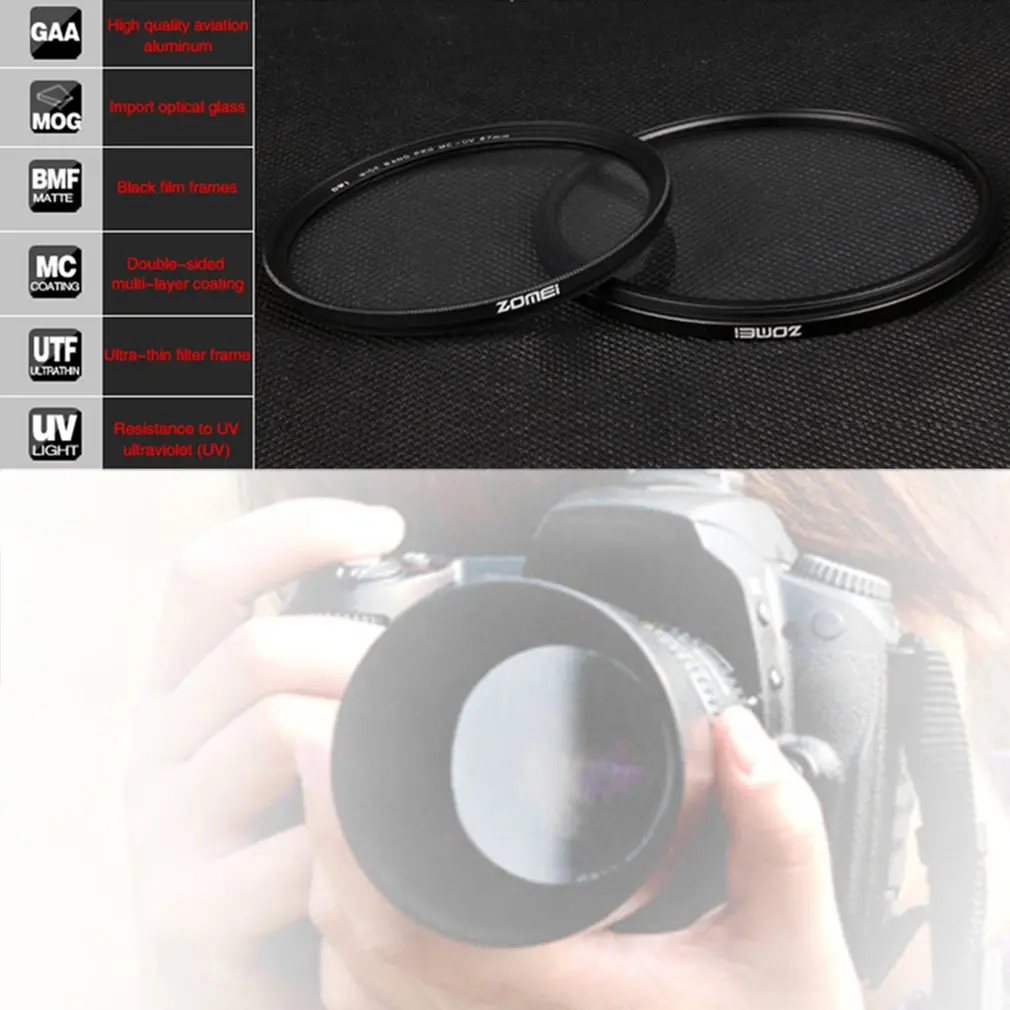 Zomei MCUV фильтр для камеры защитный объектива Canon Nikon SLR DSLR 49 мм 52 55 58 62 67 72 77 82 |
