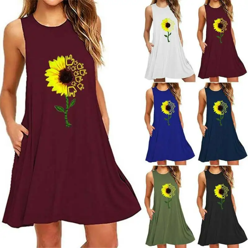 Vicabo женское платье летнее Повседневное трапециевидной формы с круглым вырезом и