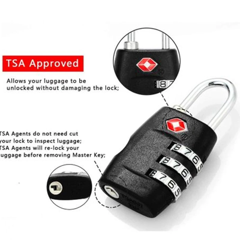 3-значный сбрасываемый кодовый мини-замок для багажа из АБС-пластика |