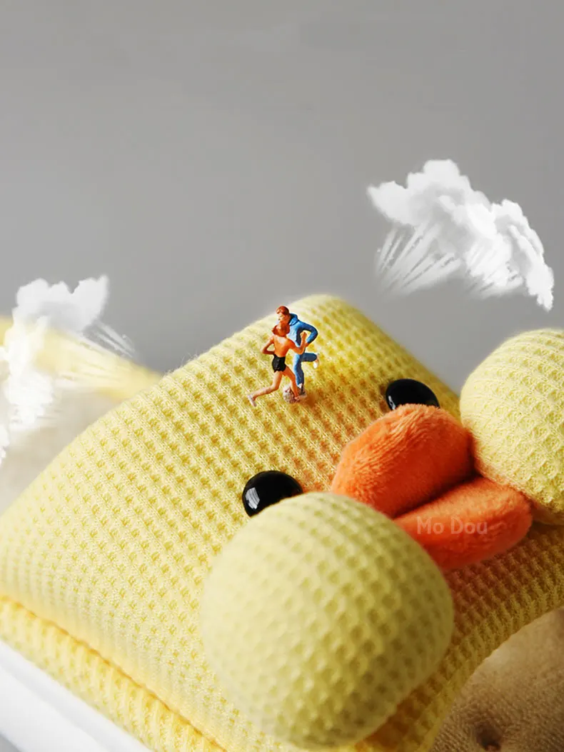 Шлепанцы Mo Dou женские/мужские всесезонные хлопок Эва открытый носок симпатичная