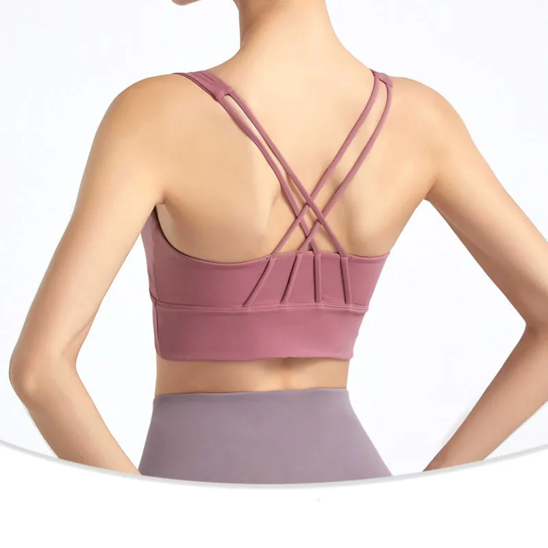 

2020 New Fabric Nylon Breathable Women Yoga Tops Bra Solid Color And Sexy Sports Wear Outdoor Exercise Clothes